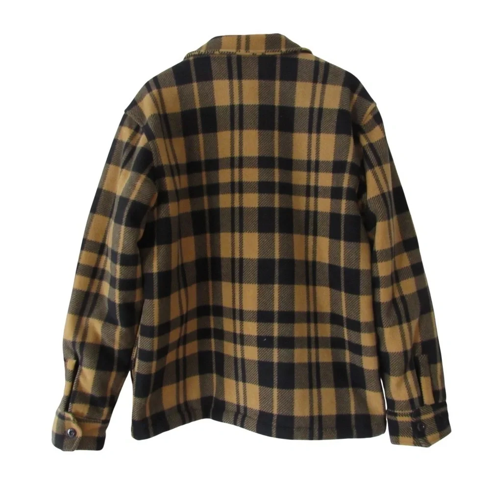 Caterpillar CAT Yellow Plaid Flannel Shirt Shacket XL Warm Button Closure Winter